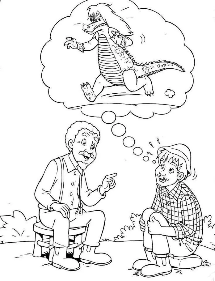 Zé Carijó e Tio Barnabé no Sítio do Picapau Amarelo: Desenhos para colorir com cena rural e jacaré na imaginação.