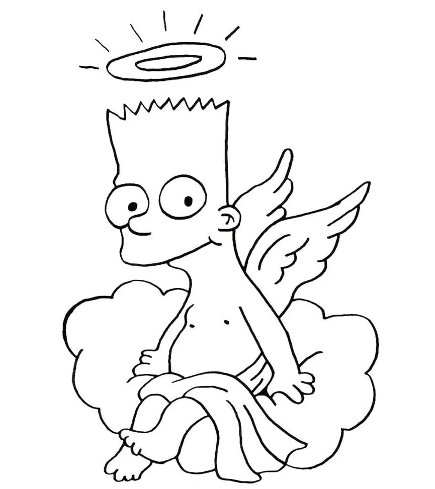Bart Simpson anjo para colorir: desenho dos Simpsons.