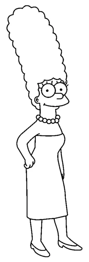 Marge Simpson para colorir: desenho da matriarca dos Simpsons pronta para pintar.
