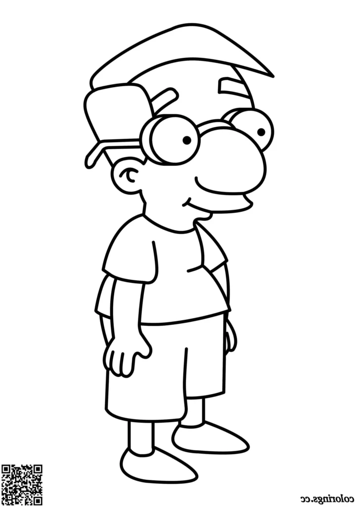 Milhouse Van Houten dos Simpsons para colorir: arte em linha.