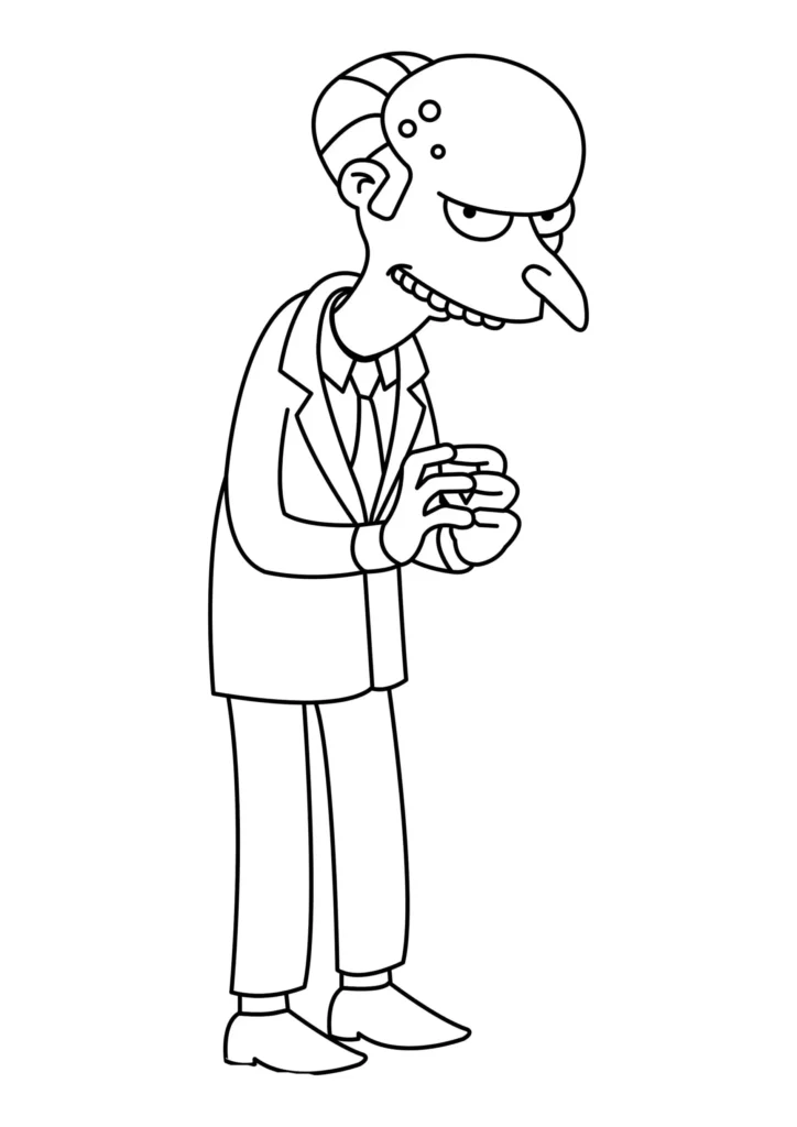 Montgomery Burns para colorir: desenho do Sr. Burns de 'Os Simpsons'
