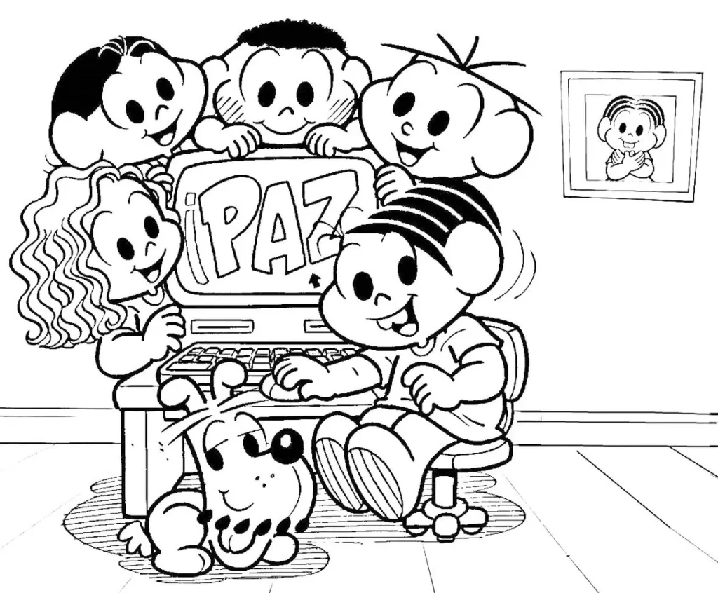 Turma da Mônica celebra o Dia da Paz: desenho para colorir.
