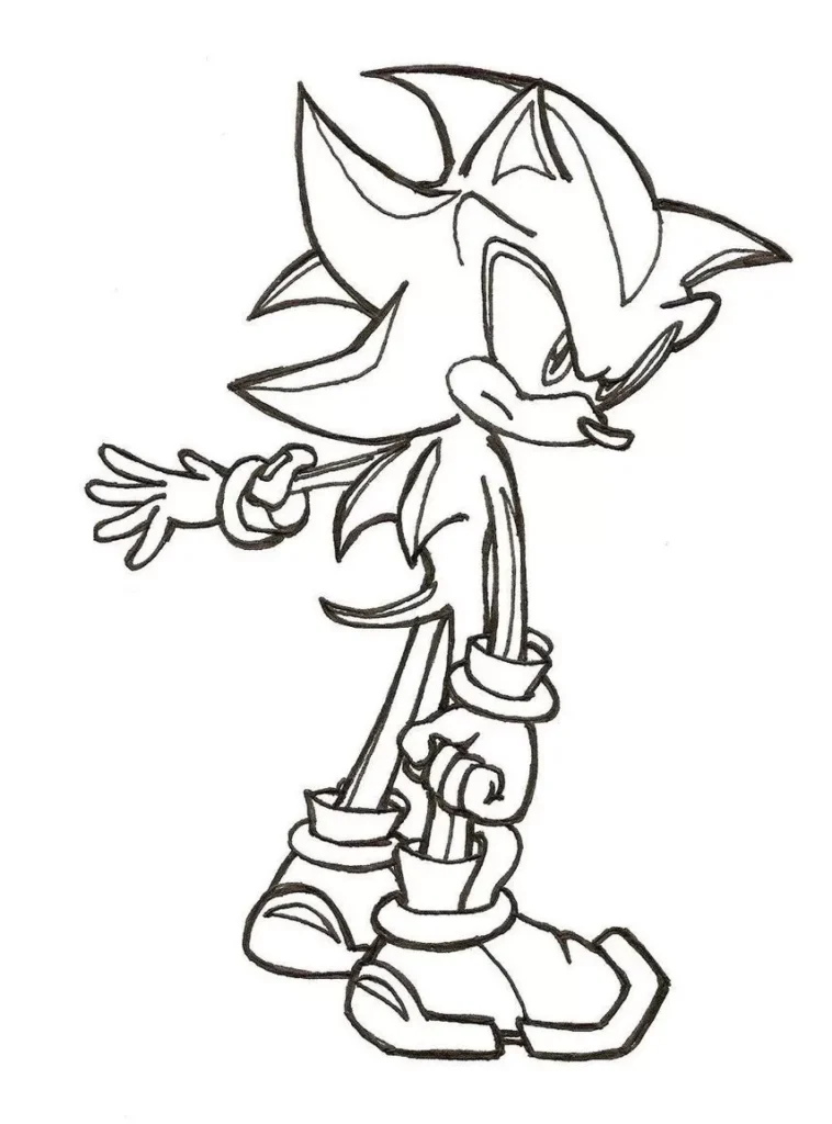 Desenhos de Shadow Sonic para colorir Chateado Shadow Sonic para colorir, demonstrando frustração. Desenho do personagem em momento de irritação.