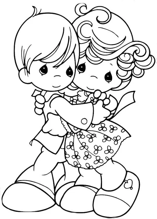 Desenho de um abraço caloroso para colorir no Dia do Abraço