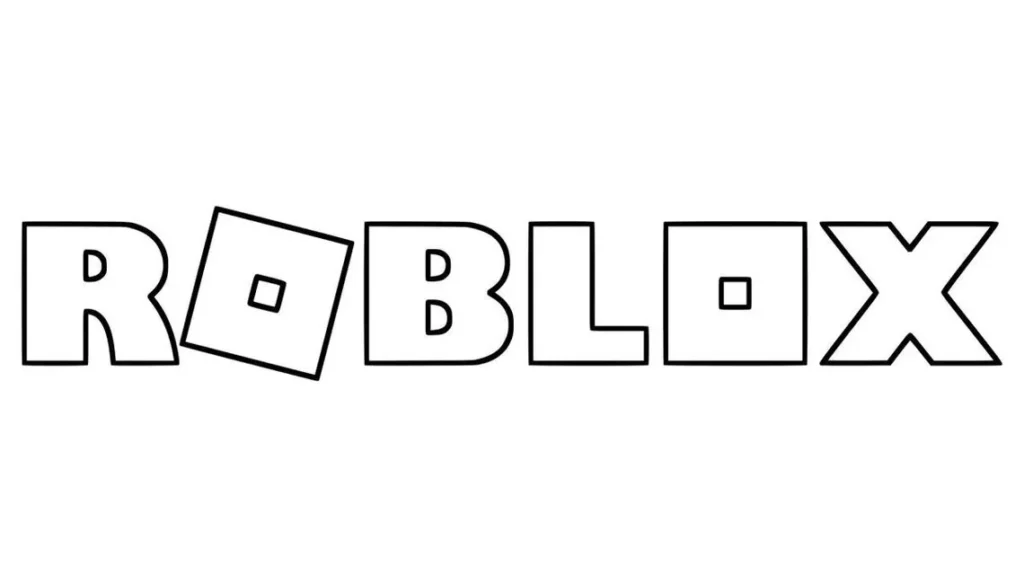 Logotipo Roblox para colorir: Desenho em blocos do nome 'ROBLOX'.