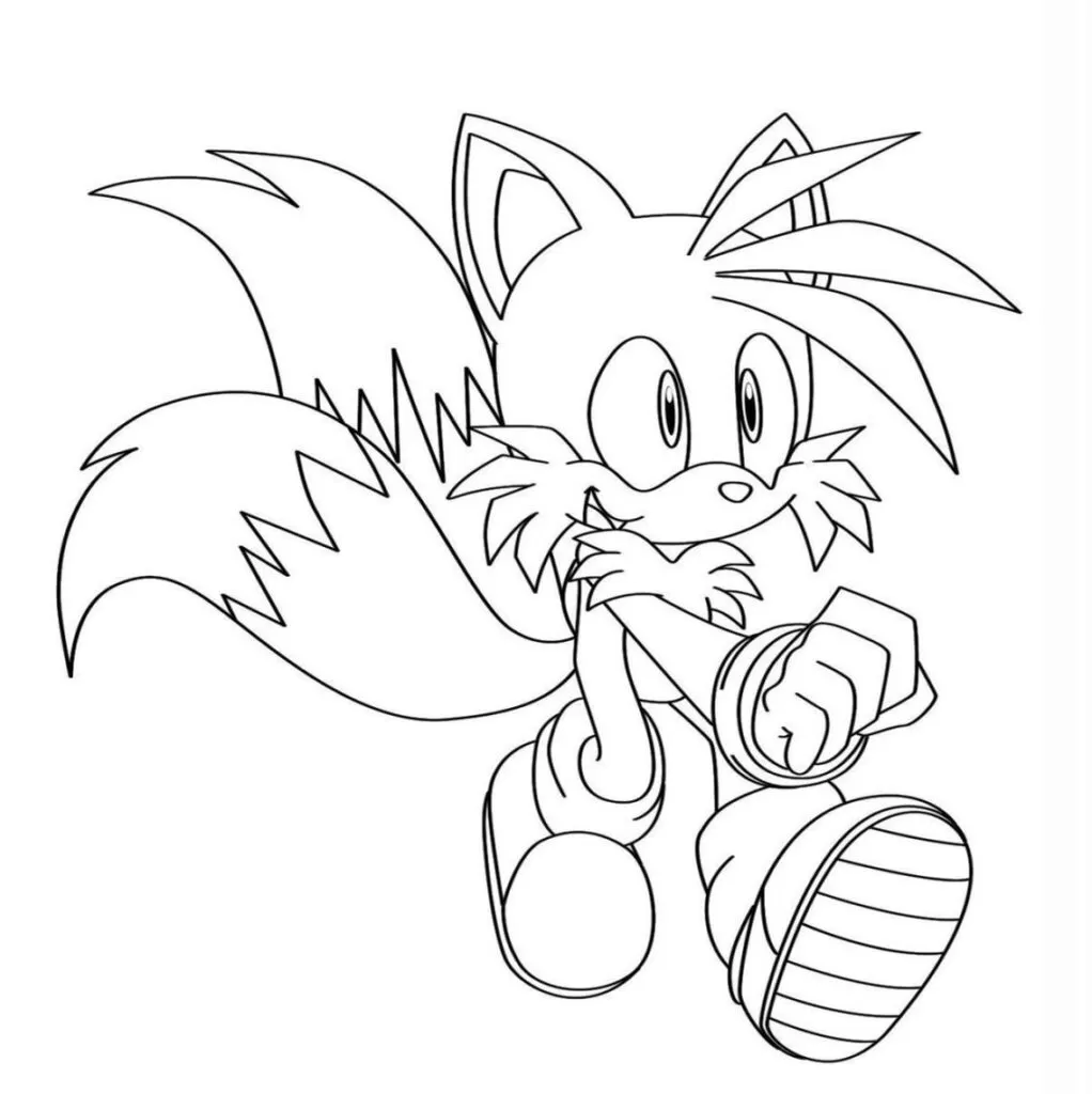 Tails do Sonic para colorir: Desenho do personagem Super Inteligente em ação.