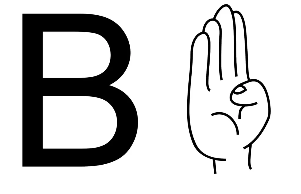 Letra 'B' em Libras: Alfabeto manual para impressão em PDF.