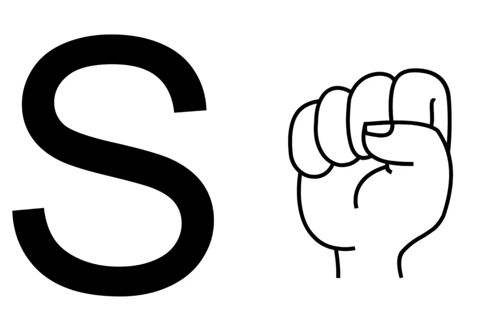 Letra S em Libras para imprimir: sinal manual da letra S.