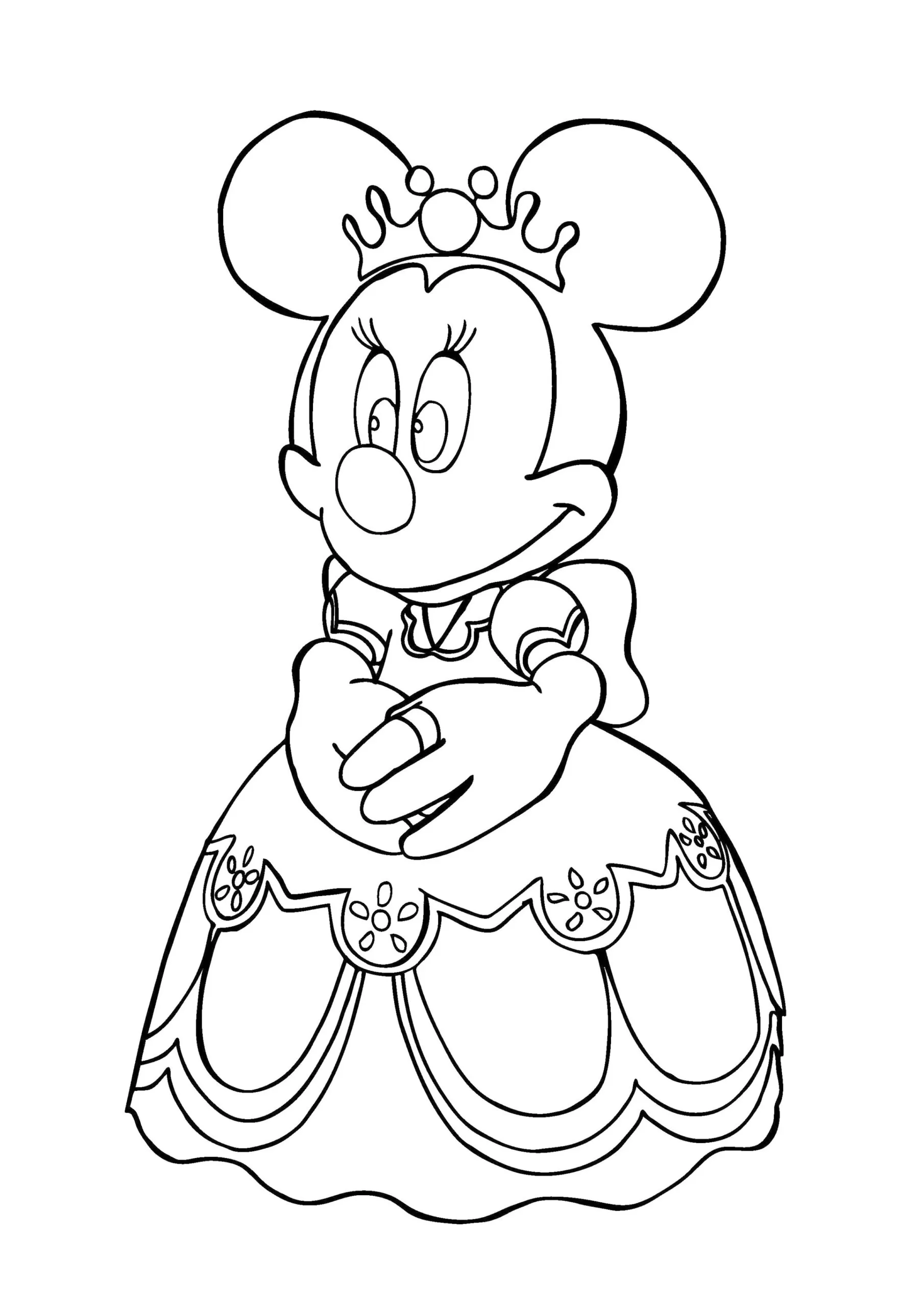 Minnie Mouse como princesa: desenho para colorir.