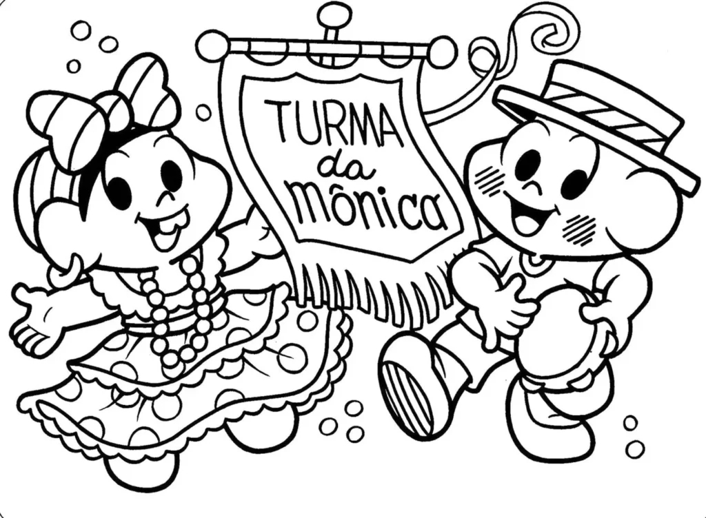 Mônica e Cascão Baianos para colorir: alegria e cultura da Turma da Mônica