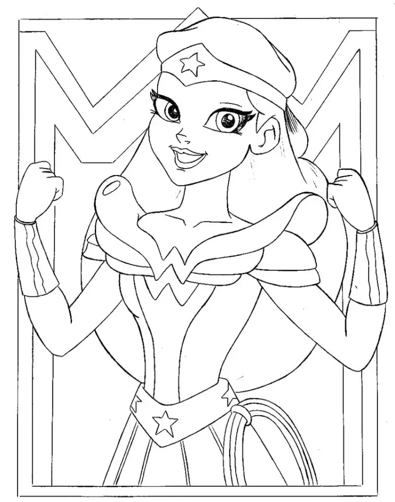 Mulher Maravilha Princesa para colorir: Desenho da heroína em ação