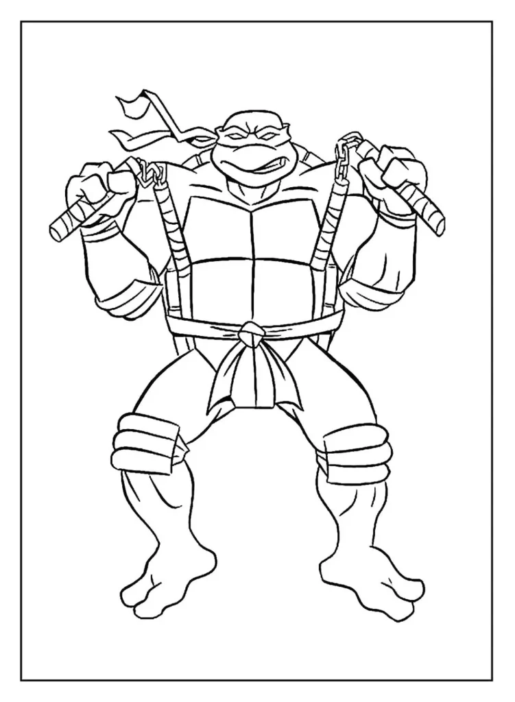 Desenhos das Tartarugas Ninjas para colorir Michelangelo Michelangelo das Tartarugas Ninjas para colorir: desenho em ação
