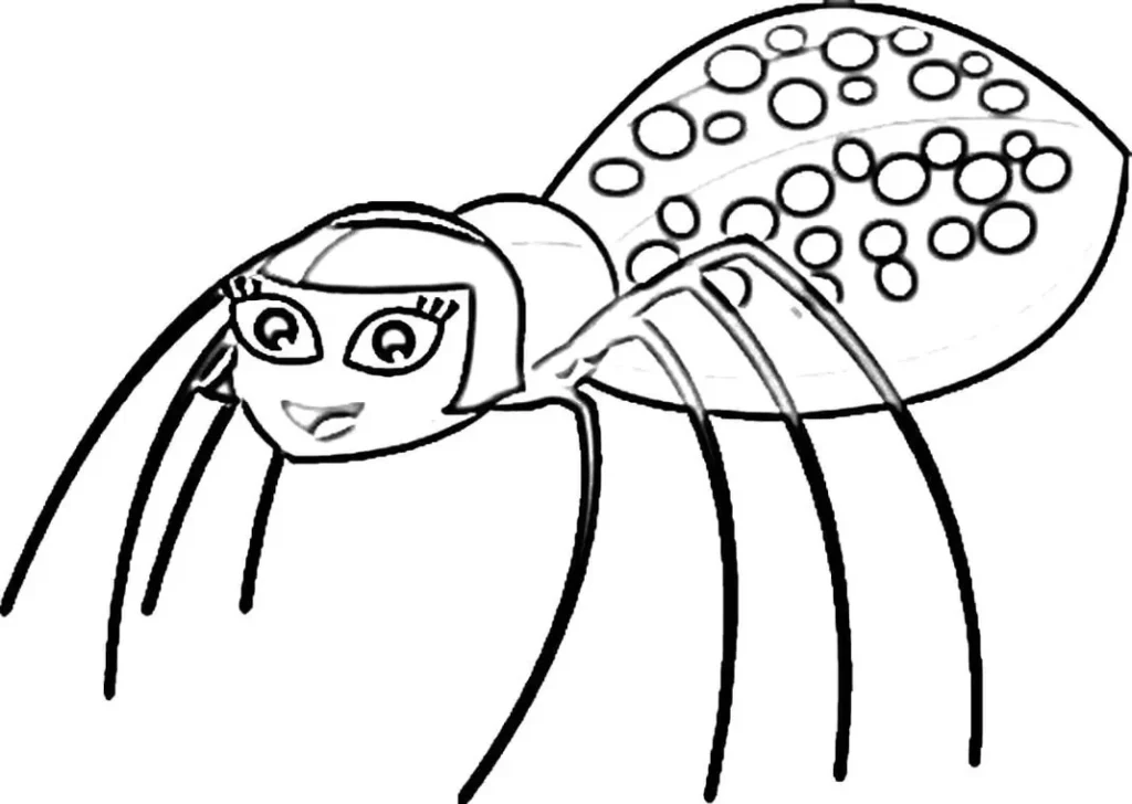 Desenhos de Aranhas para pintar Aranha do Bob Zoom Aranha do Bob Zoom para colorir: desenho divertido com círculos no corpo e sorriso amigável.