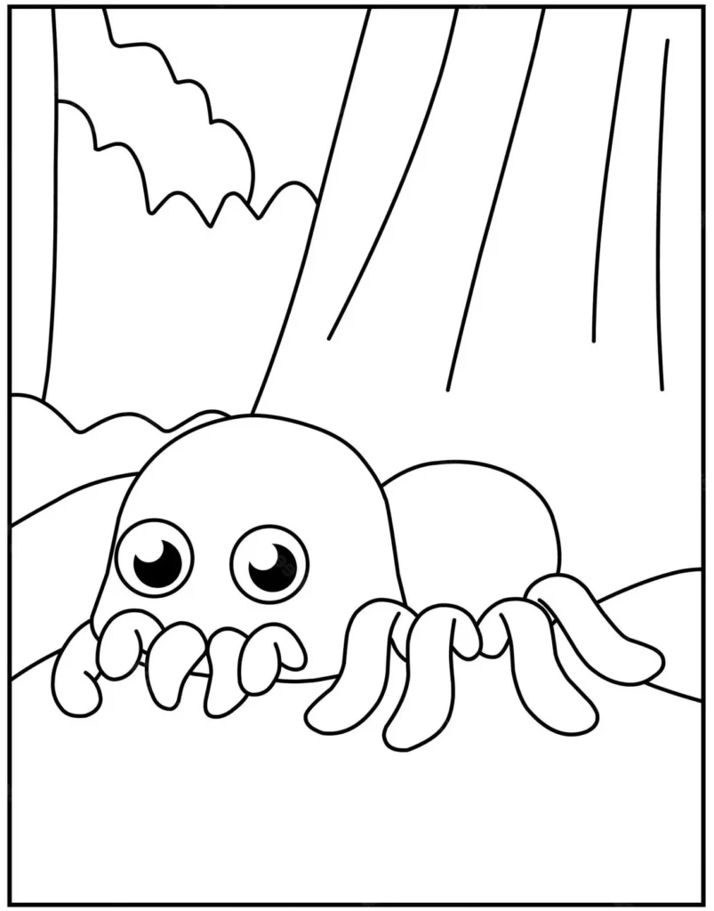 Desenhos de Aranhas para pintar Medrosa Aranha Medrosa para colorir: Desenho divertido com tema de aranha.