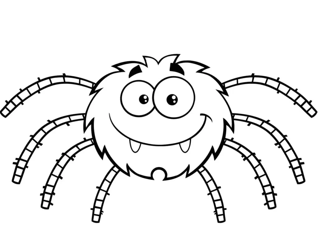 Desenhos de Aranhas para pintar Monstrinho Aranha Monstrinho amigável para colorir, com grandes olhos e sorriso divertido.