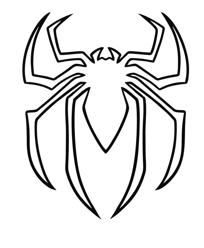 Desenhos de Aranhas para pintar Símbolo Aranha estilizada para colorir, design simétrico com linhas duplas.