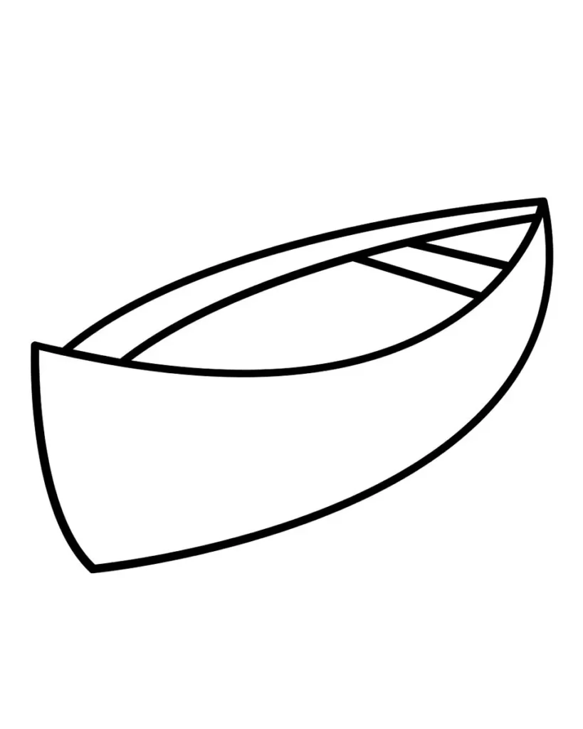 Desenhos de Canoas para pintar Simples Canoa simples para colorir: desenho fácil de embarcação aquática.