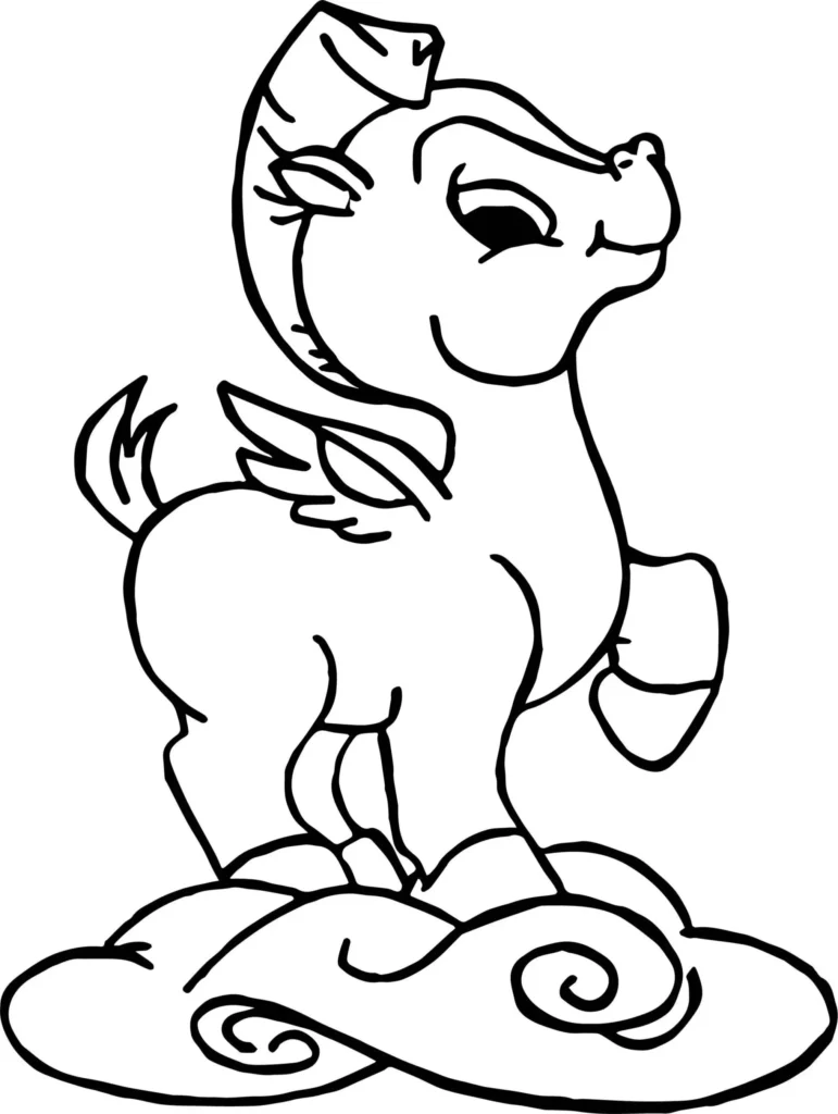 Desenho fofo de Pégaso bebê do Hércules para colorir
