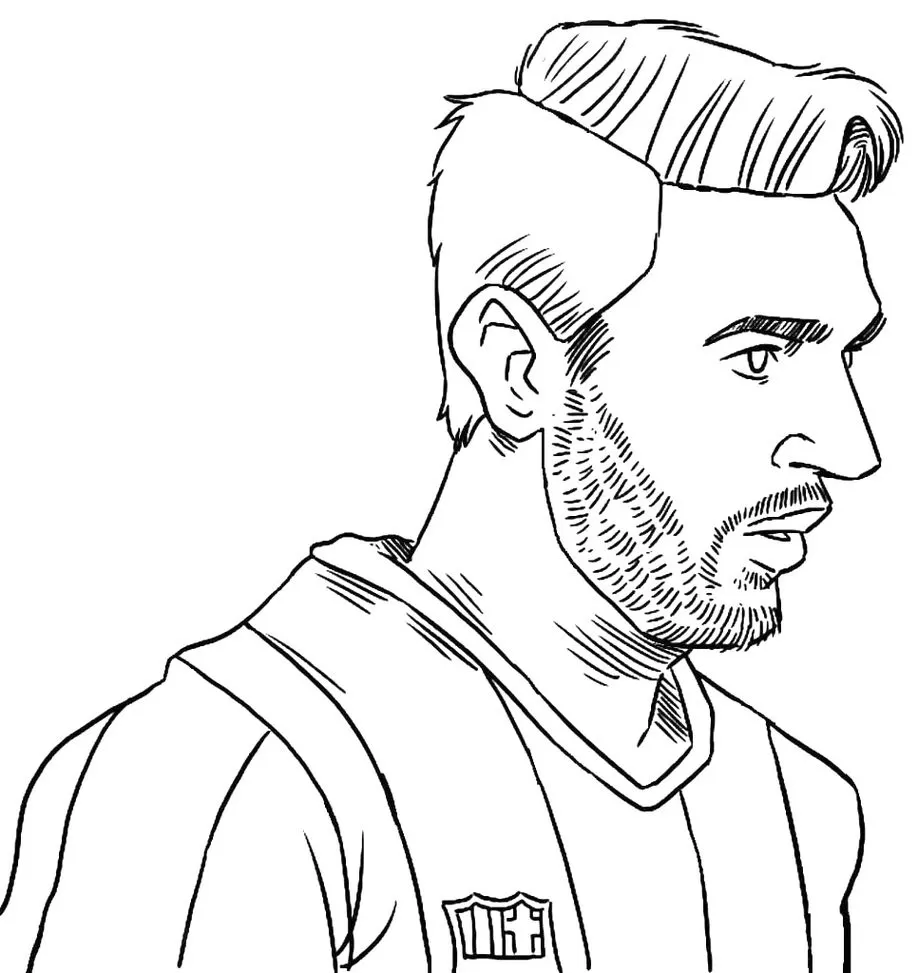 Lionel Messi para colorir: Desenho do craque argentino como atacante.