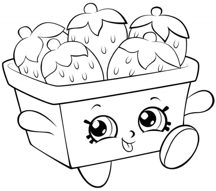 Desenhos de Morangos para pintar Cesta Kawaii Cesta Kawaii de Morangos Adoráveis para Colorir