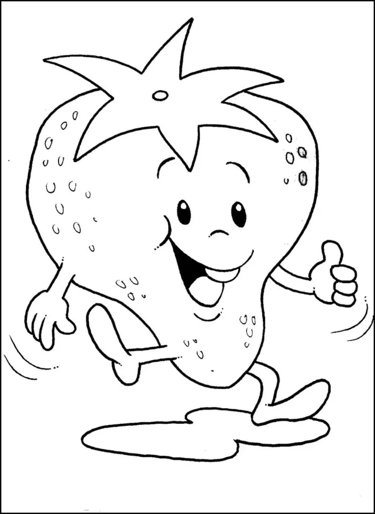 Desenhos de Morangos para pintar Legal Morangos animados para colorir: Personagem sorridente dando joinha.