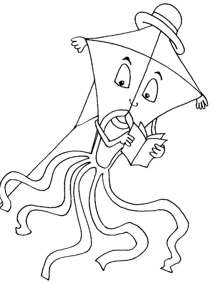 Desenhos de Pipas para pintar Leitora Pipa Leitora com chapéu, pronta para colorir. Divertida atividade para crianças.