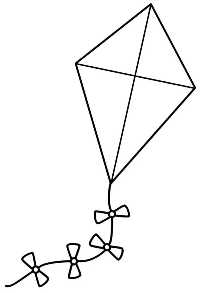 Desenhos de Pipas para pintar Rabiola de Lacinho Pipa losango com rabiola de lacinhos: desenho para colorir.