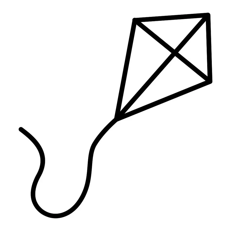 Desenhos de Pipas para pintar Simples Pipa losango para colorir: Desenho simples com corda longa.