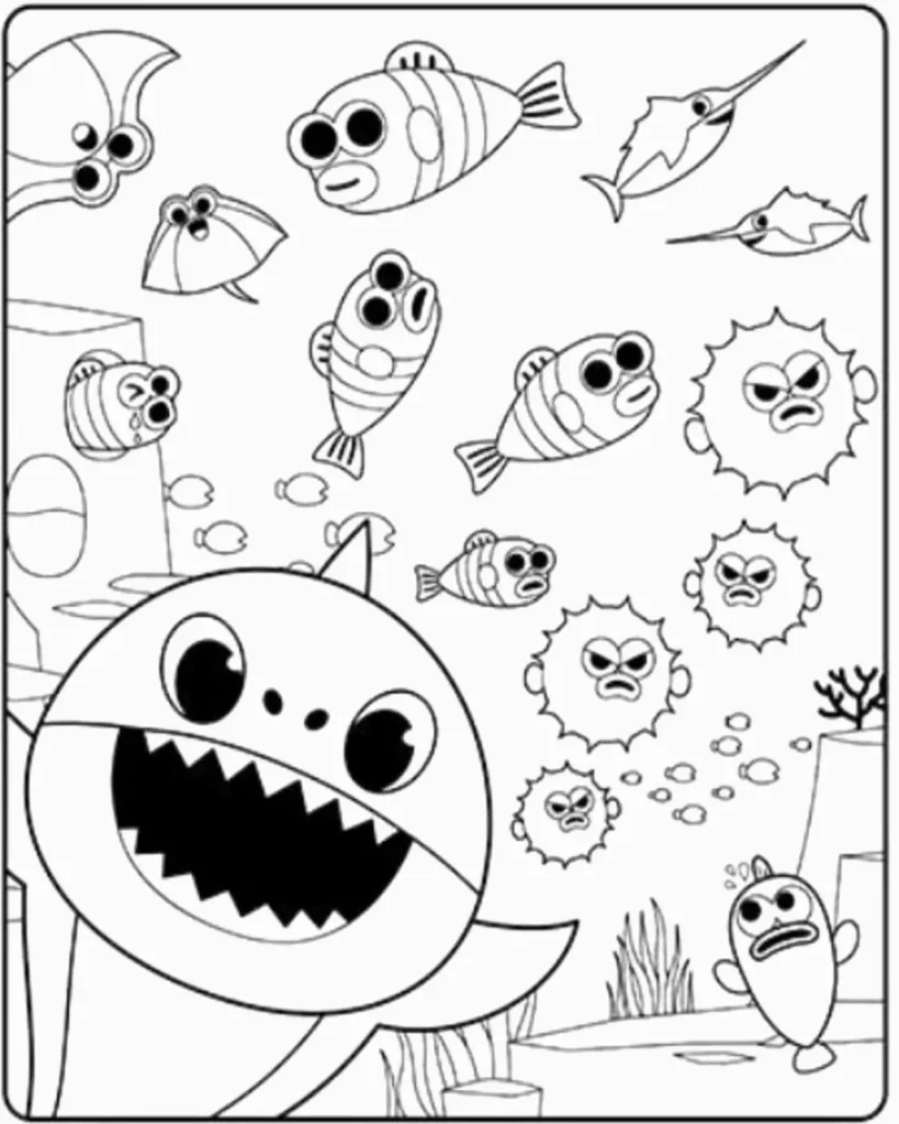 Bebê Tubarão e amigos marinhos: desenhos para pintar e soltar a imaginação.