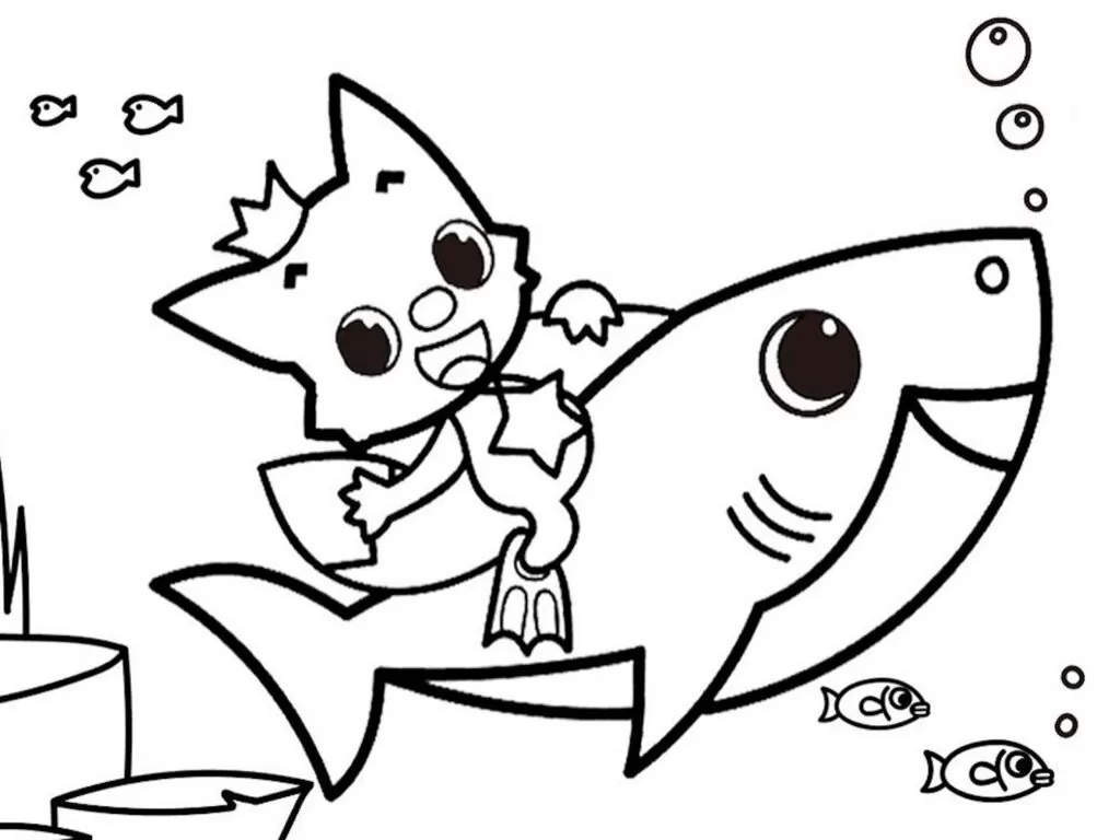 Desenhos do Bebê Tubarão para colorir. Passeando