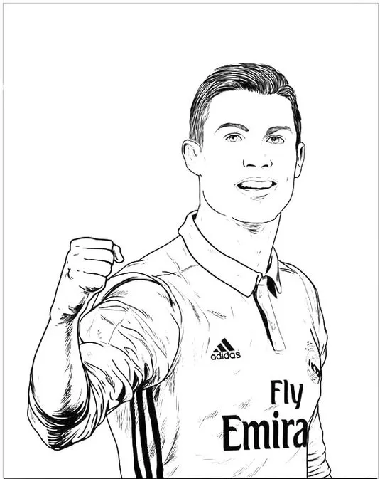 Desenhos do Cristiano Ronaldo para pintar Campeão Cristiano Ronaldo Campeão: Desenho para colorir do craque do Real Madrid celebrando.