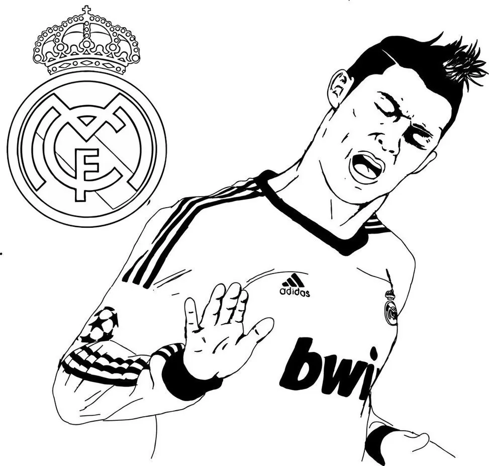 Desenhos do Cristiano Ronaldo para pintar Chateado Cristiano Ronaldo para colorir: CR7 frustrado com a camisa do Real Madrid.