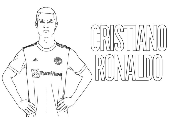 Cristiano Ronaldo para colorir: desenho do craque do Manchester United para fãs e atividades artísticas.