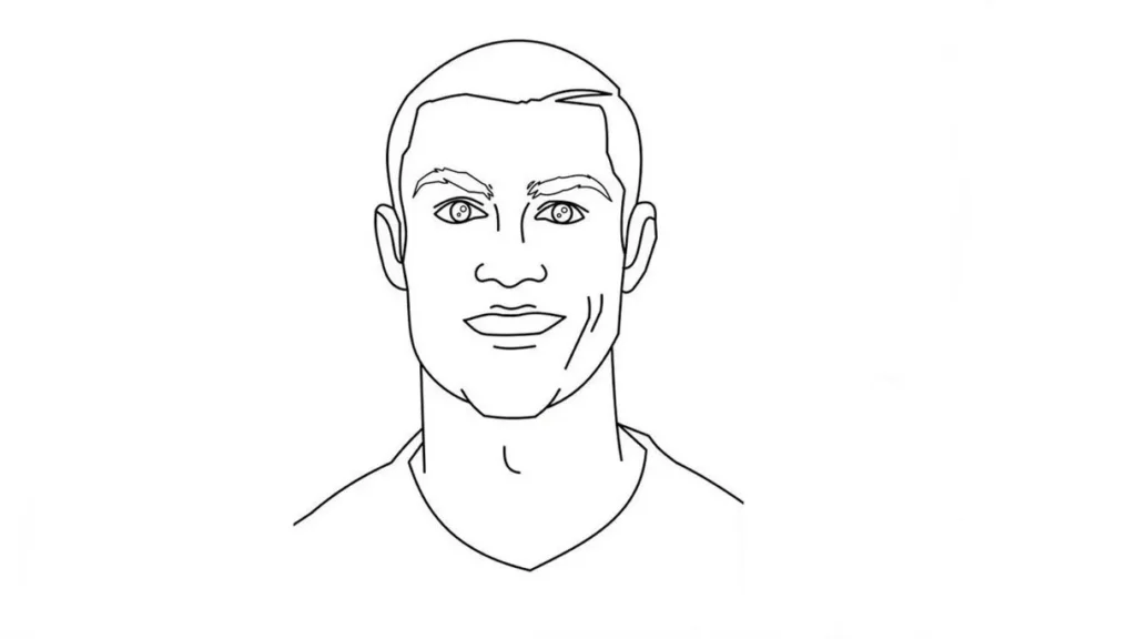 Desenhos do Cristiano Ronaldo para pintar Rosto Cristiano Ronaldo: Desenho artístico do rosto para colorir.