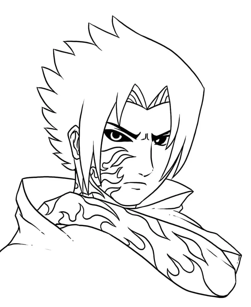 Desenhos do Sasuke para pintar Transformado Sasuke Uchiha para colorir: arte do personagem transformado de Naruto.