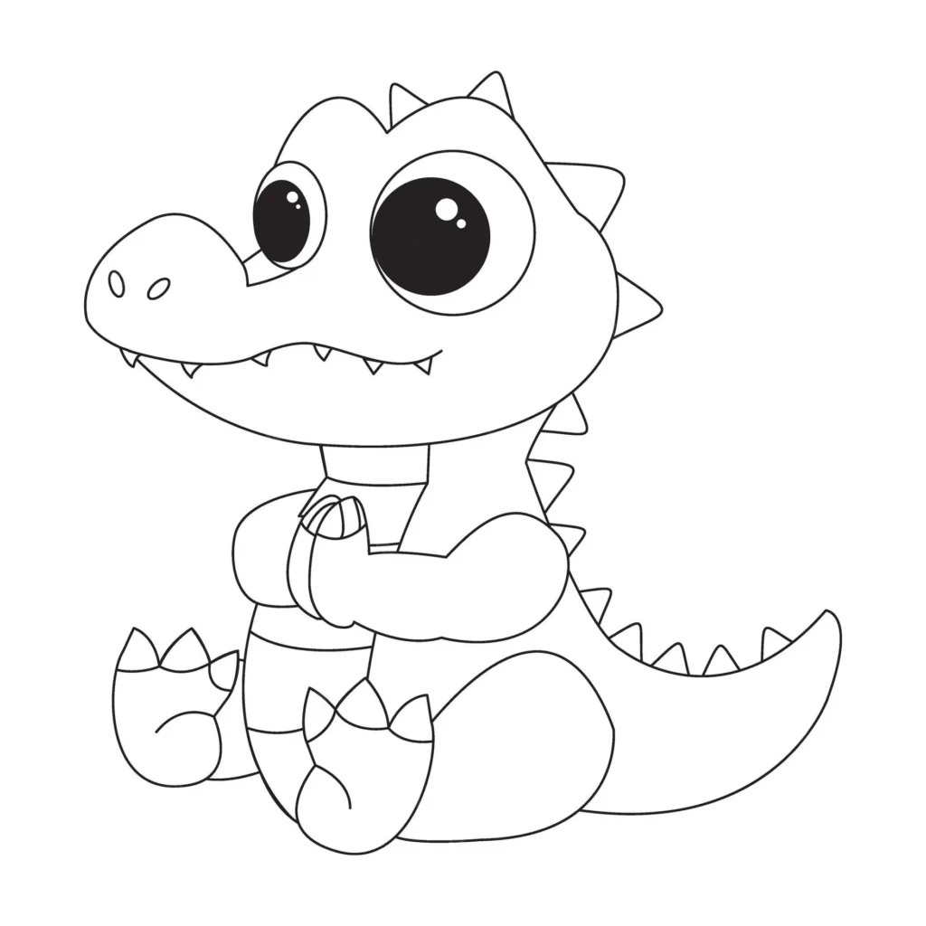 Desenhos de Jacarés para colorir Bebê Jacarezinho bebê para colorir: desenho divertido com olhos grandes e sorriso amigável.