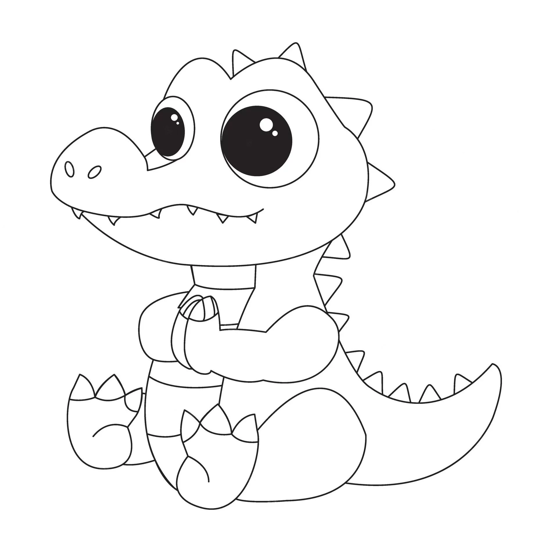 Desenhos de Jacarés para colorir Bebê Jacarezinho bebê para colorir: desenho divertido com olhos grandes e sorriso amigável.