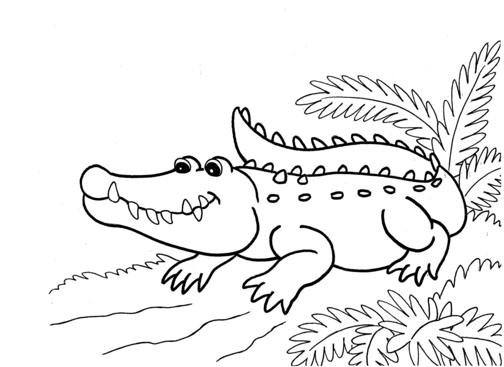 Desenhos de Jacarés para colorir Dentes Afiados Jacaré com dentes afiados em desenho para colorir