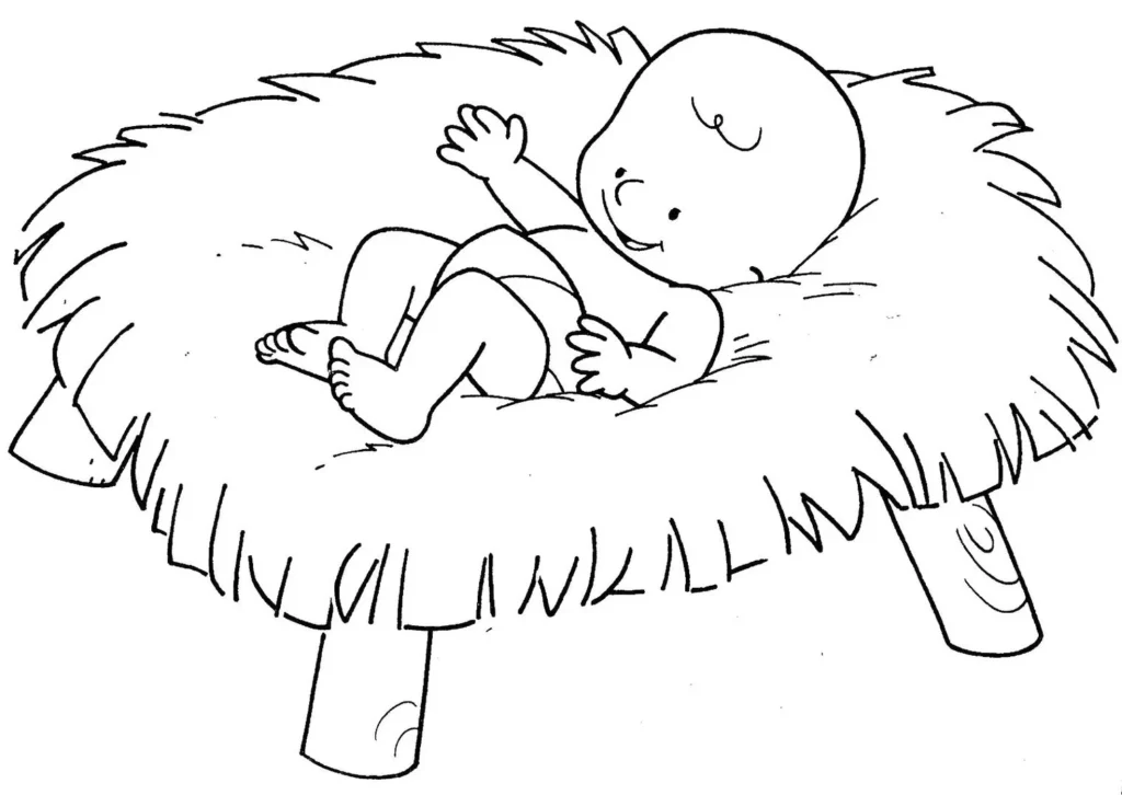 Desenhos do Natal Cristão para colorir Jesus na Manjedoura Desenho de Jesus na manjedoura para colorir: cena do Natal Cristão
