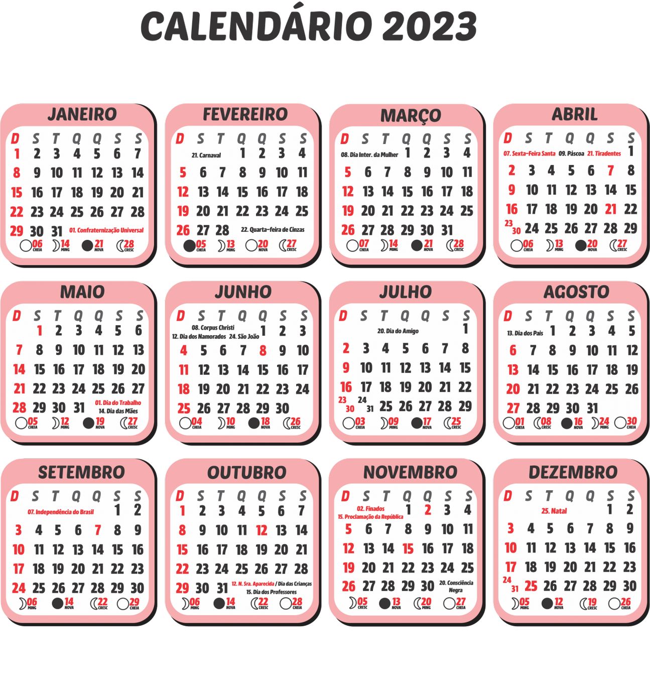 Calendário 2023 Para Imprimir Desenhos Imprimir