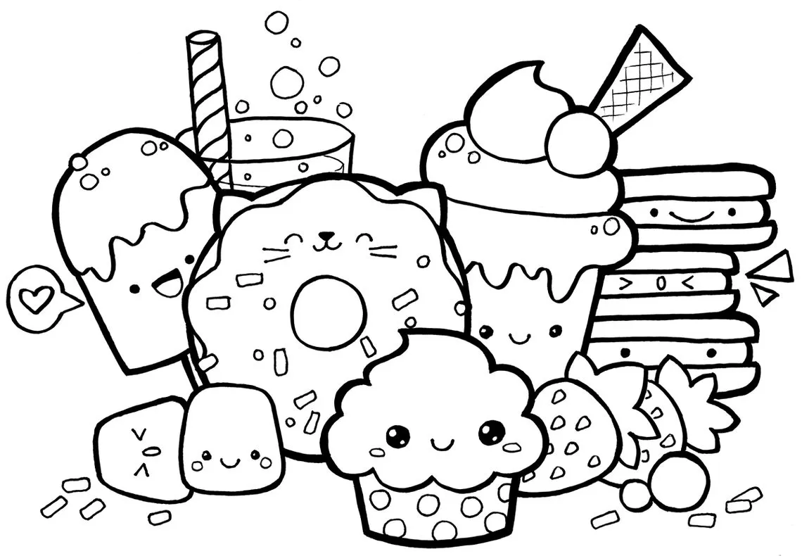 Desenhos de Comidas para Colorir Doces