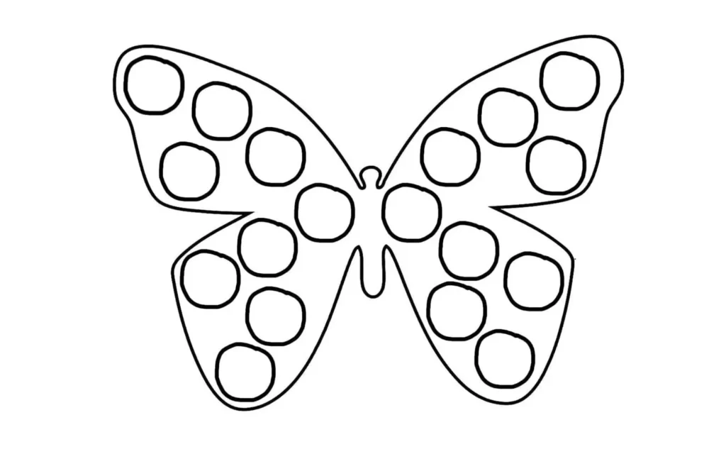 Pop It Borboleta para colorir: Desenho divertido com círculos nas asas.