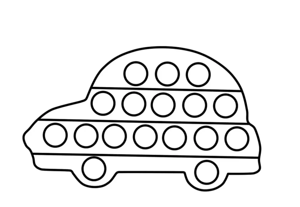 Carro Pop It para colorir: desenho divertido com bolhas