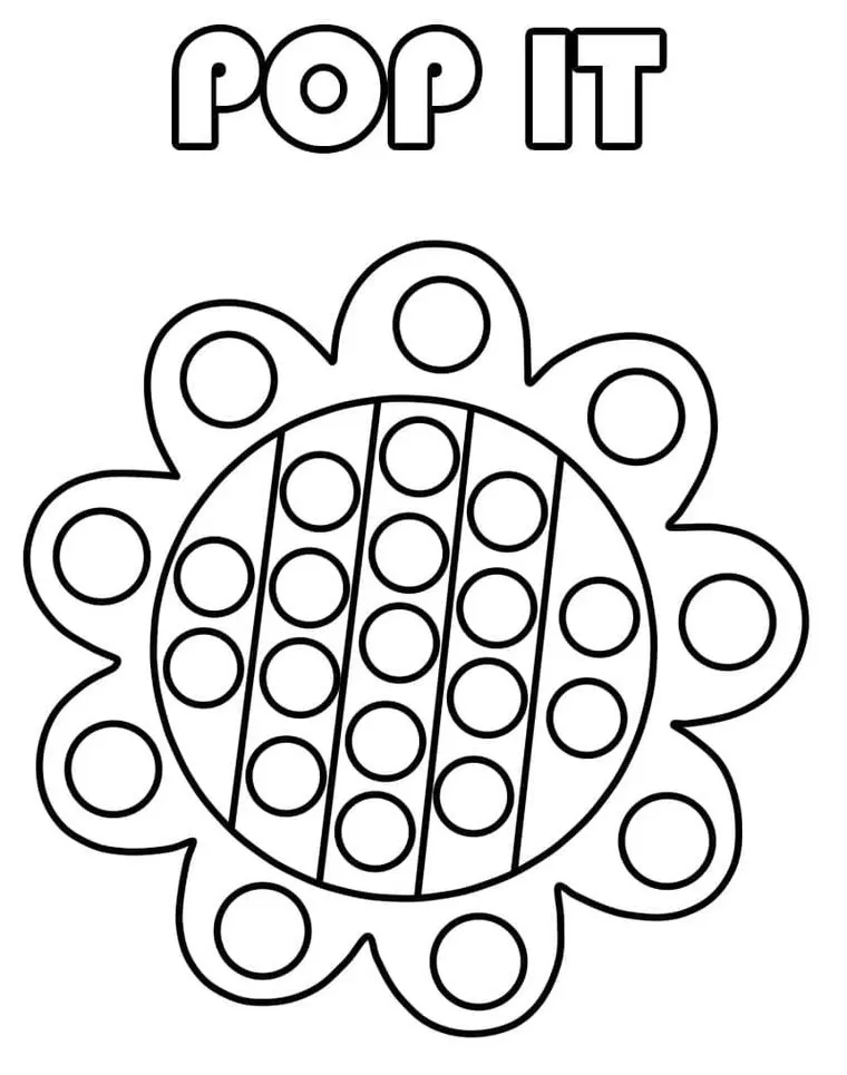 Pop It Flor para colorir: Divertido desenho de brinquedo sensorial.
