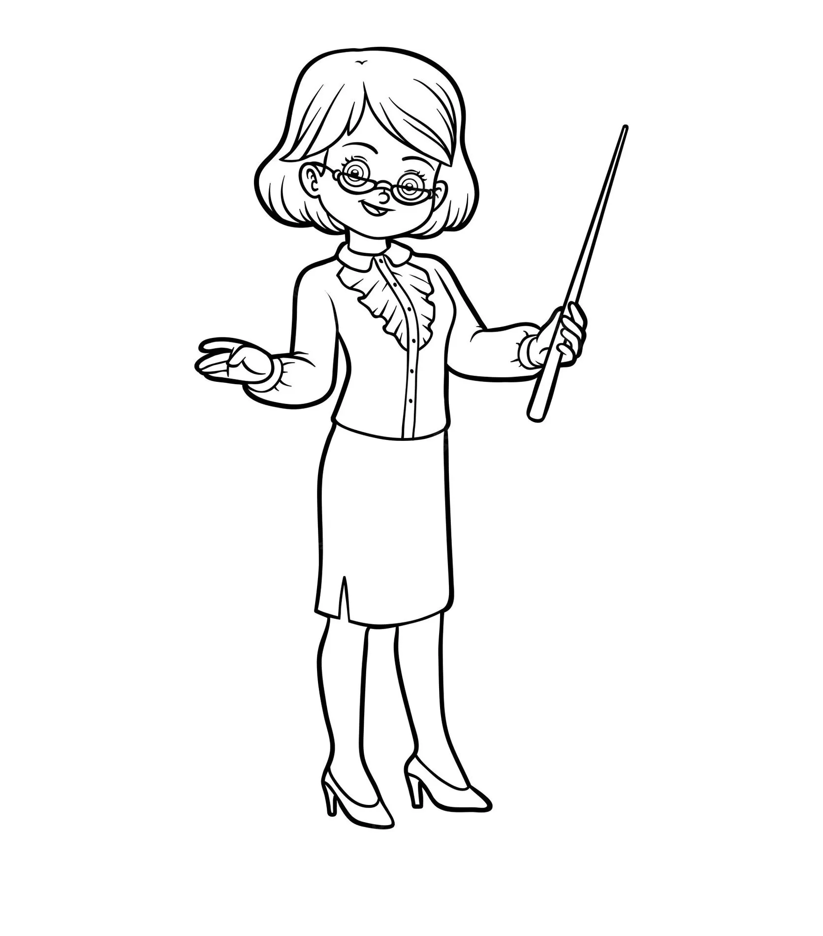 Desenhos de Professores para colorir Teacher Professora com varinha para colorir