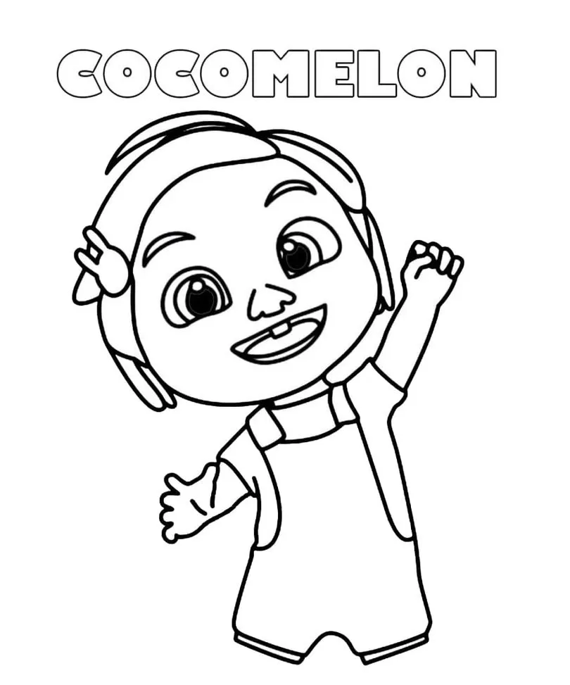 Desenhos do Cocomelon para colorir Feliz Cocomelon para colorir: Desenho alegre de personagem sorrindo