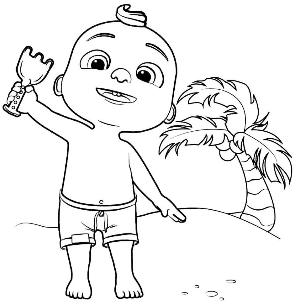 Desenhos do Cocomelon para colorir Na Praia Bebê Cocomelon curtindo a praia em desenho para colorir