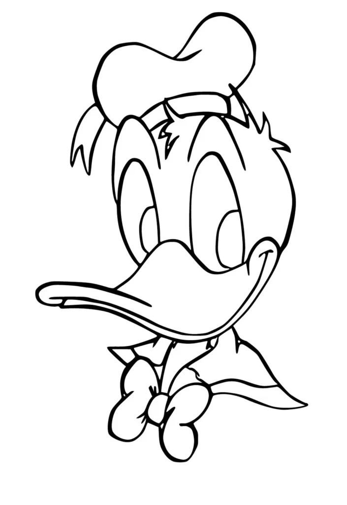 Pato Donald rosto para colorir: desenho artístico