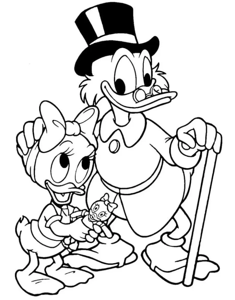 Desenho do Vovô Donald e Margarida para colorir: diversão garantida!