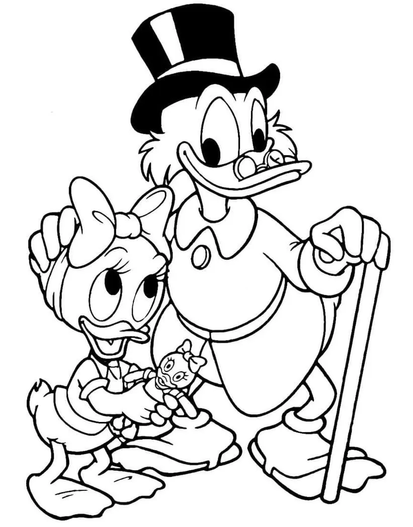Desenho do Vovô Donald e Margarida para colorir: diversão garantida!